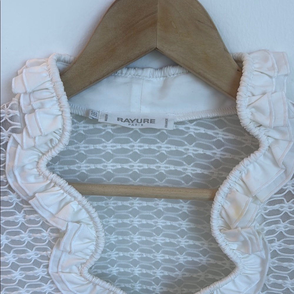 RAYURE White Ruffled Button-Up Cardigan - Picture 4 of 8